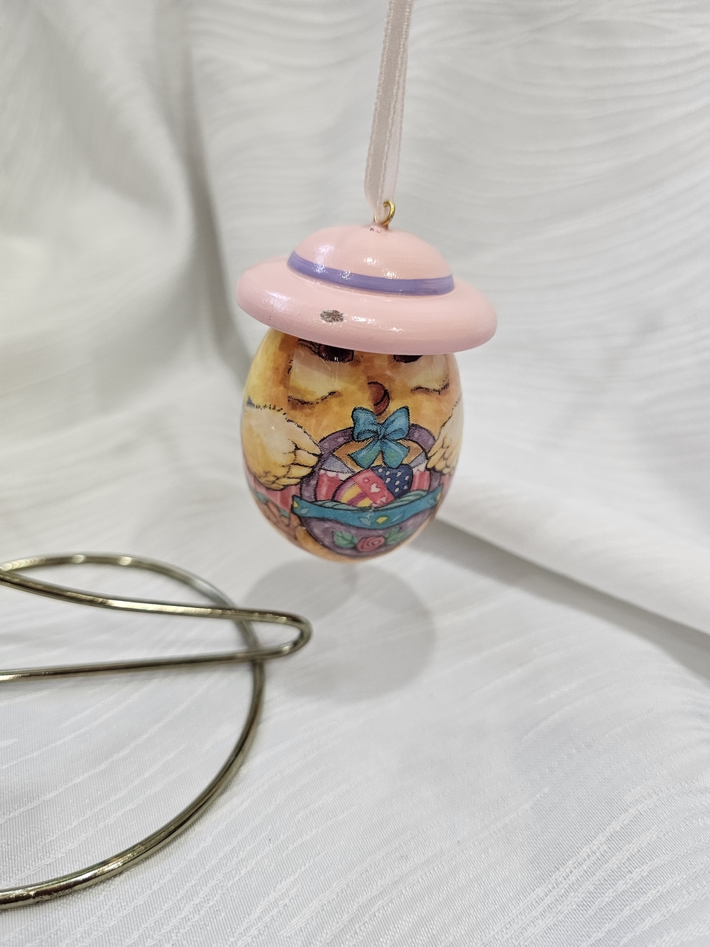 Vintage Paper Mache Chicky Easter Egg Ornament